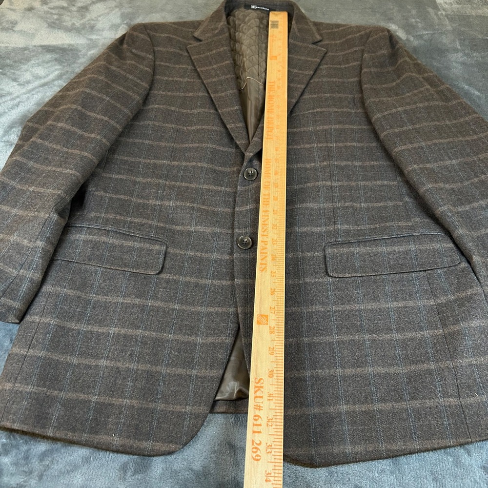 Bachrach Brown Plaid Two Button Blazer Business Casual Coat Jacket Mens 42R - Picture 13 of 15
